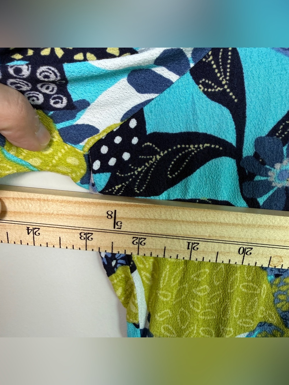 Habitat Floral Bell Sleeve Ruffle Hem Blouse | Size XL | Lagenlook Boho Artsy - Picture 10 of 12